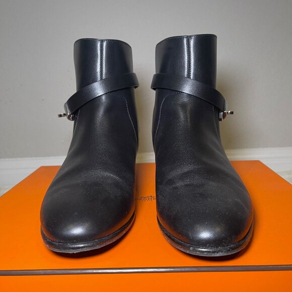 Hermes Neo Ankle Boot with Kelly Buckle in Noir Black Size 41 - Picture 2 of 12
